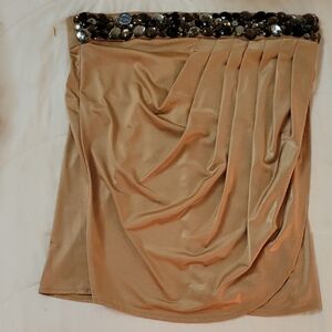 Cache Tan Top with Sequin Detail